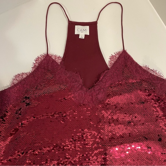 CAMI NYC The Racer Sequin Camisole Oxblood Size Large - Picture 9 of 12
